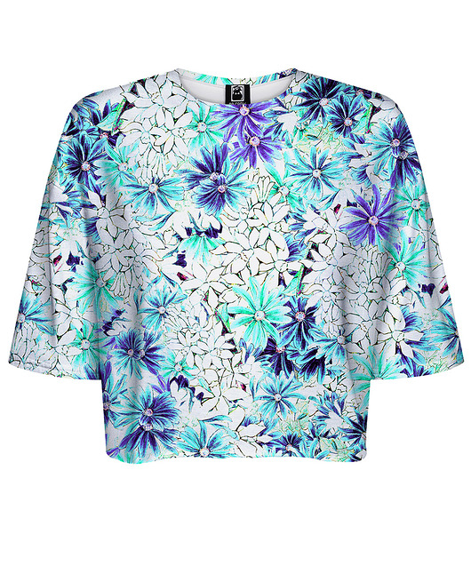 t-shirt damskie DR.CROW T-shirt Krótki CROP Bright Floral