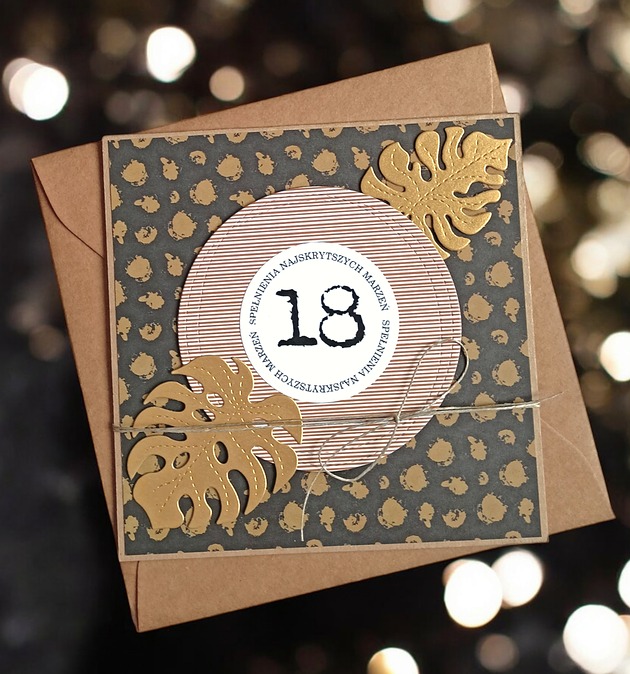 kartki scrapbooking 18-te urodziny : KARTKA URODZINOWA : monstera