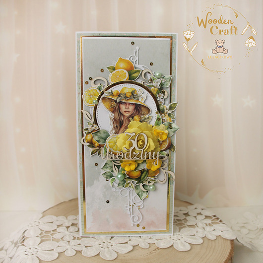 kartki scrapbooking Kobieca kartka urodzinowa na 30 urodziny "Lemon" GOTOWA
