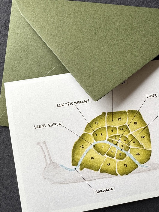 kartki okolicznościowe - wydruki Kartka składana 'Ślimak Paryski'