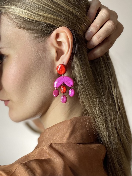 kolczyki z masy plastycznej Kolorowe wiszące kolczyki CIRCUS