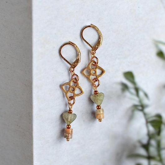 kolczyki z kamieniami Agat i labradoryt : kolczyki długie : zamknięte bigle