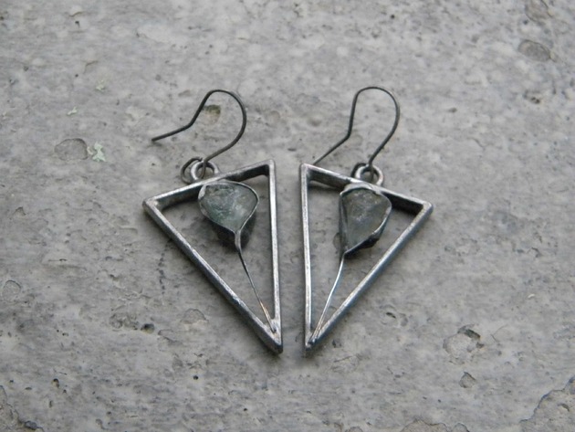 kolczyki wire wrapping Surowe topazy    - kolczyki