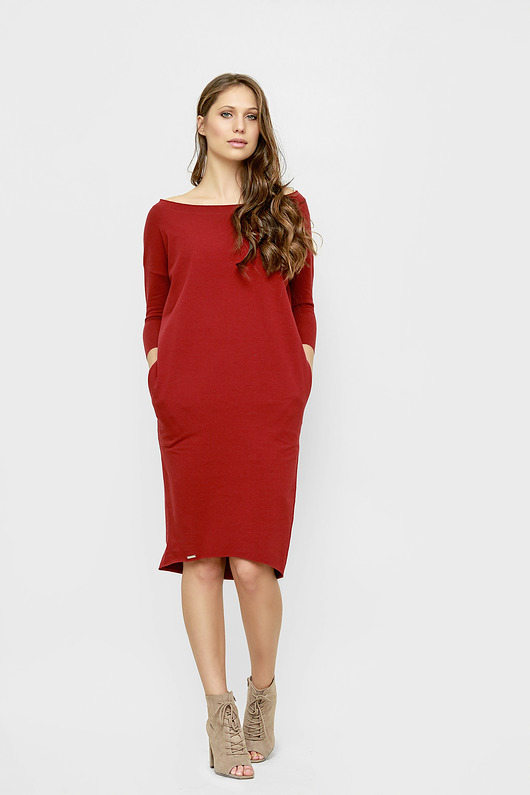 Sukienka oversize Ida w bordowym kolorze Freeshion