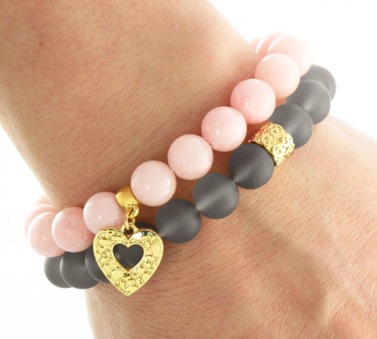 Light pink jade with gray agate set. Lavoga