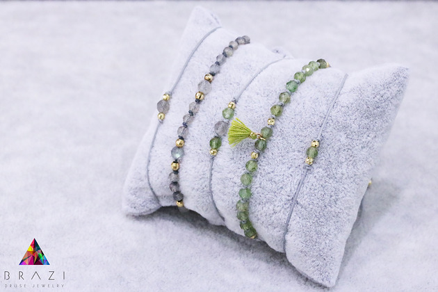 Zestaw Bransoletek Granat Zielony i Labradoryt Brazi Druse Jewelry