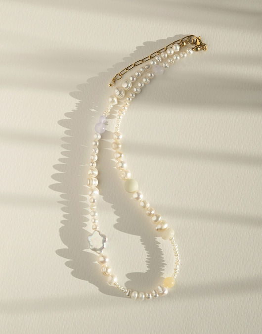 kolie Naszyjnik z pereł naturalnych i kamieni