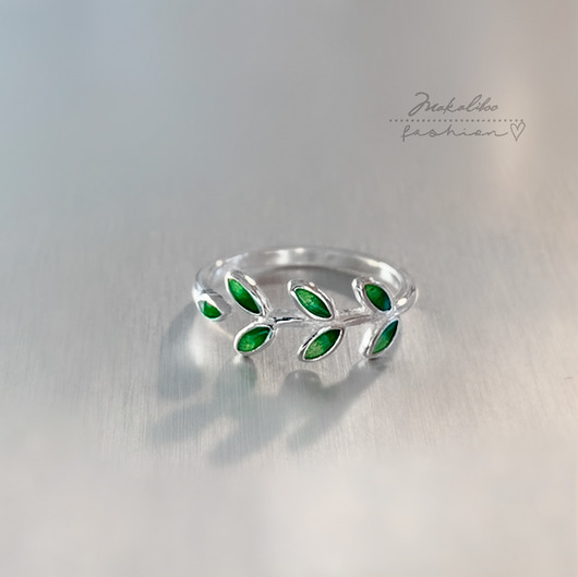 pierścionki srebrne Green Vibes - pierścionek listki