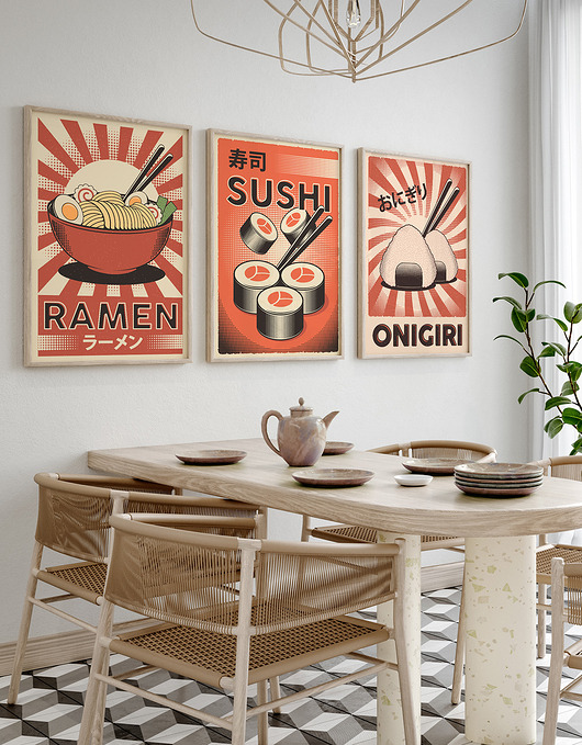 plakaty Zestaw plakatów -  Sushi Ramen Onigiri (set207)
