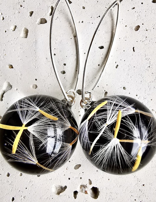 Kolczyki srebrne z nasionami dmuchawca Grol Jewellery