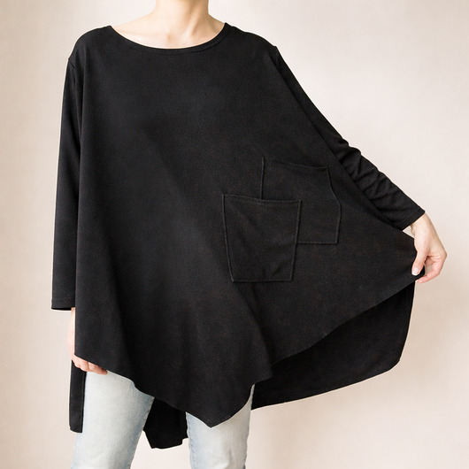 sukienki mini damskie Bluzka dwie kieszenie czarna