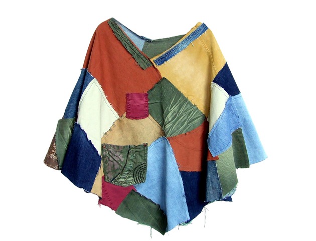 ubrania różne Kolorowe patchworkowe ponczo