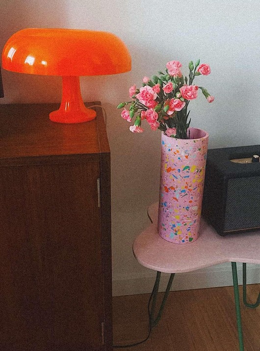 wazony Wazon na duże kwiaty, różowy, kolorowe lastryko, wys. 30 cm