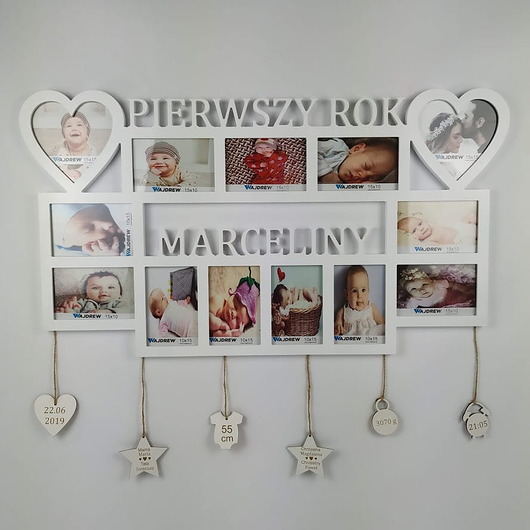 ramki na zdjęcia Multirama metryczka Pierwszy rok imię 13 zdjęć serca