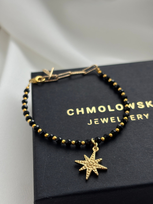 bransoletki z kamieni naturalnych Bransoletka Onyks z gwiazdką