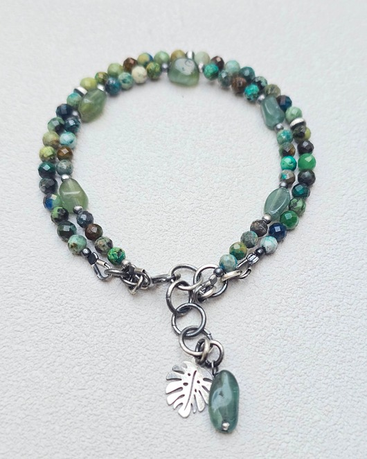 bransoletki z kamieni naturalnych Podwójna Bransoletka Monsterka Srebro