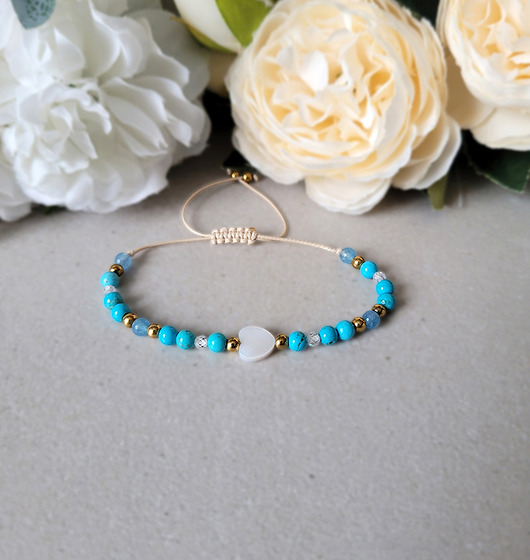 bransoletki z kamieni naturalnych WODNIK- Zodiakalna bransoletka z sercem