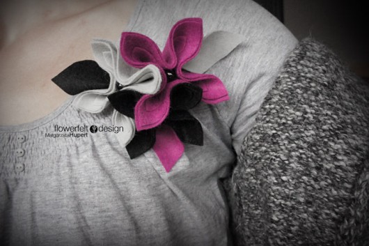 BlackGreyFuchsia  FlowerFelt Design