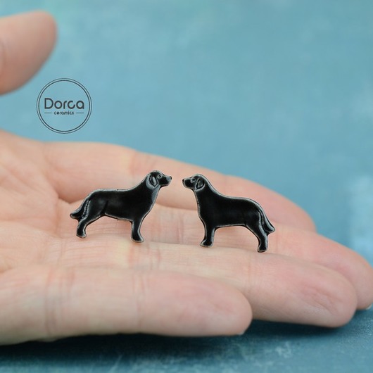 Labrador mini pieski- ceramiczne kolczyki Dorca