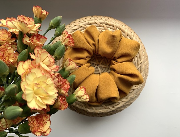 gumki do włosów Gumka scrunchie Mustard