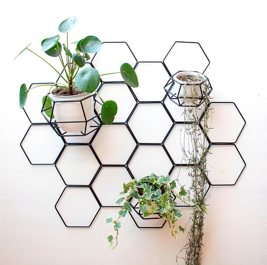 Kwietnik ścienny czarny hexal design