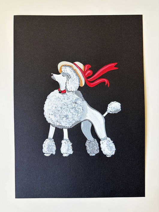 grafiki i ilustracje Obrazek Pudel, Czerwień i Czerń (ręcznie malowany)