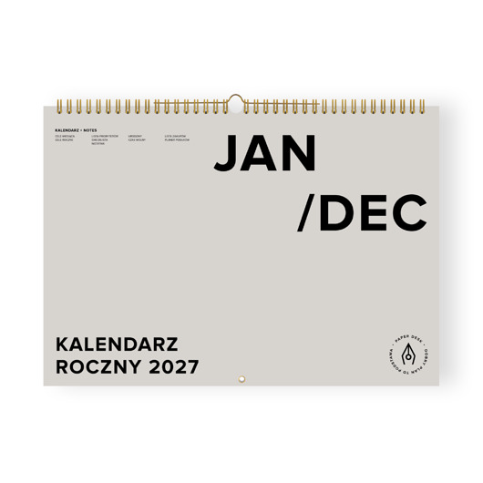 kalendarze i plannery Kalendarz 2027 ADHD-friendly - ścienny, minimalistyczny, szary