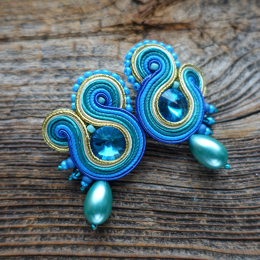 kolczyki soutache Etniczne kolczyki soutache z chwostami