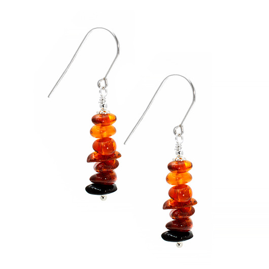 kolczyki srebrne Naturalny BURSZTYN, brązowe, srebrne kolczyki, SREBRO 925, RĘKODZIEŁO