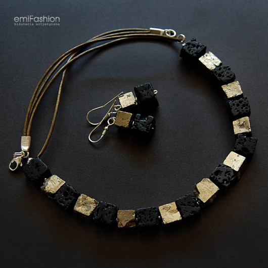 Kostki Pirytu i Lawy wulkanicznej MAREMI Jewelry