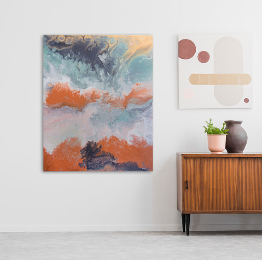 ABSTRAKCJA - 80 x 100,pastelowy pouring PLAKATY GEOMETRYCZNE