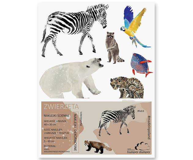 naklejki ścienne do pokoju dziecka NAKLEJKI EDUKACYJNE ANIMALS MINIZOO (zestaw mały)