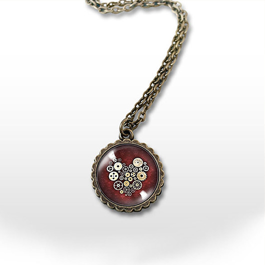 wisiory Medalion - Serce steampunk - mały, brąz