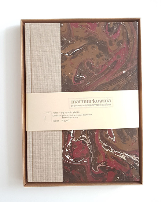 Notes, szkicownik - skórzany barwiony marmurkownia