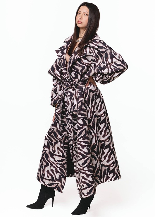 płaszcze damskie Trencz maxi oversize zebra wild edition