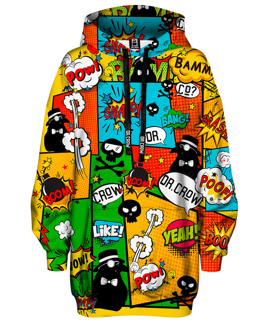 bluza z kapturem damska Bluza Oversize Tunika DR.CROW Komiks