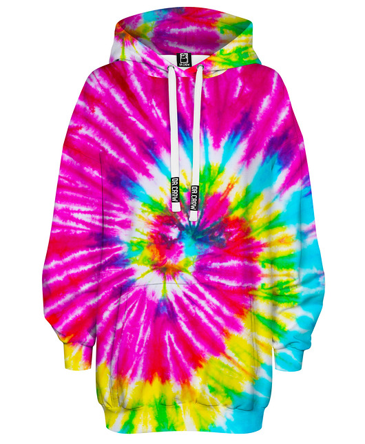 bluza z kapturem damska Bluza Oversize Tunika DR.CROW Tie Die Colorful
