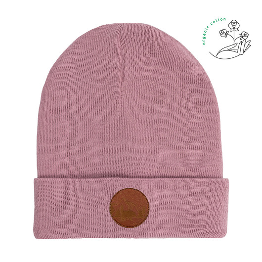czapki damskie Czapka beanie z bawełny organicznej pudrowy róż