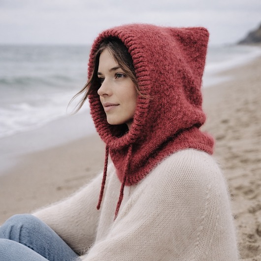 czapki damskie Delikatna balaclava kominiarka kaptur czapka alpaka jedwab ręczna robota