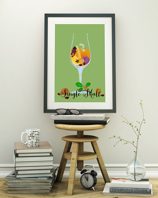 Whiskey Single Malt - plakat art giclee minimalmill