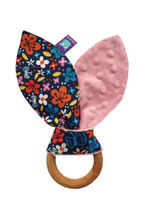 Gryzak Wooden Ring - motyw KWIATY Little Sophie
