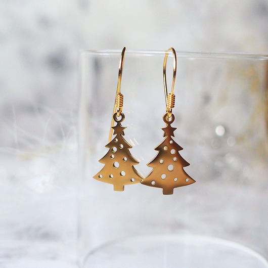 kolczyki - inne ZŁOTE DRZEWKA śliczne kolczyki świąteczne