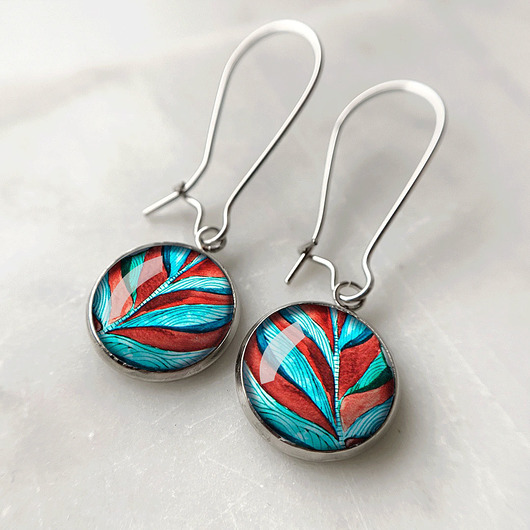 kolczyki szklane Barok kolczyki długie z listkiem na specjalną okazję