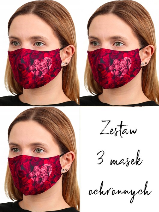 3szt. masek ochronnych-róże Usunieta