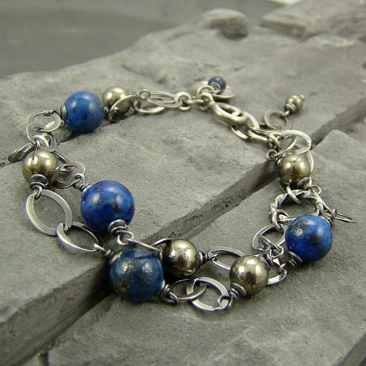 Lapis i piryt w duecie I - bransoletka RayOfArt