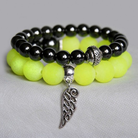 KOMPLET graphite & NEON YELLOW with wing kaktusia