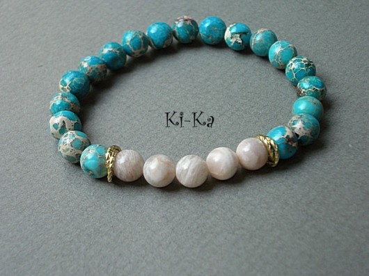 Turquoise and nude 4 - bransoletka KiKa pracownia