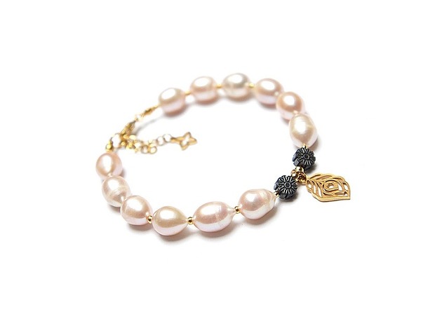 bransoletki z kamieni naturalnych Pearls /light rose/ vol. 2 perły naturalne - bransoletka