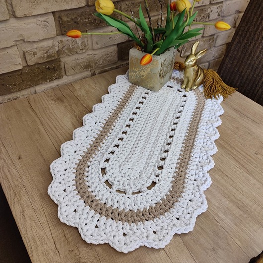 obrusy i serwetki Bieżnik owalny ze sznurka 40cmx75cm