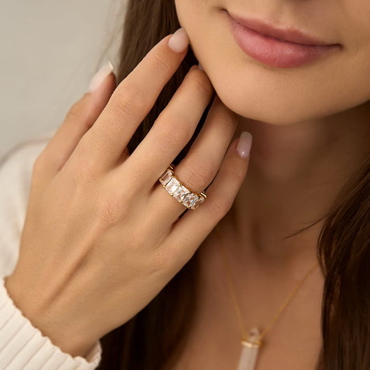 Pierścionek z cyrkoniami bagietami srebro 925 Coccola JEWELLERY